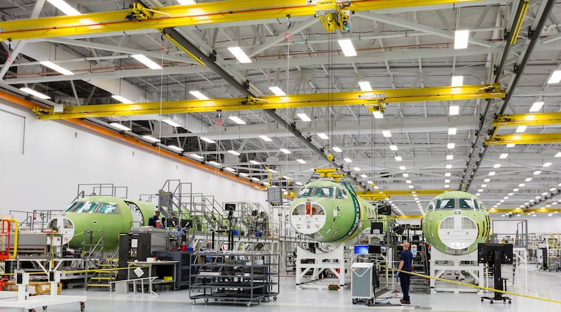 The manufacturing floor of an expanded Gulfstream plant on its Savannah campus. Courtesy of Gulfstream Aerospace.