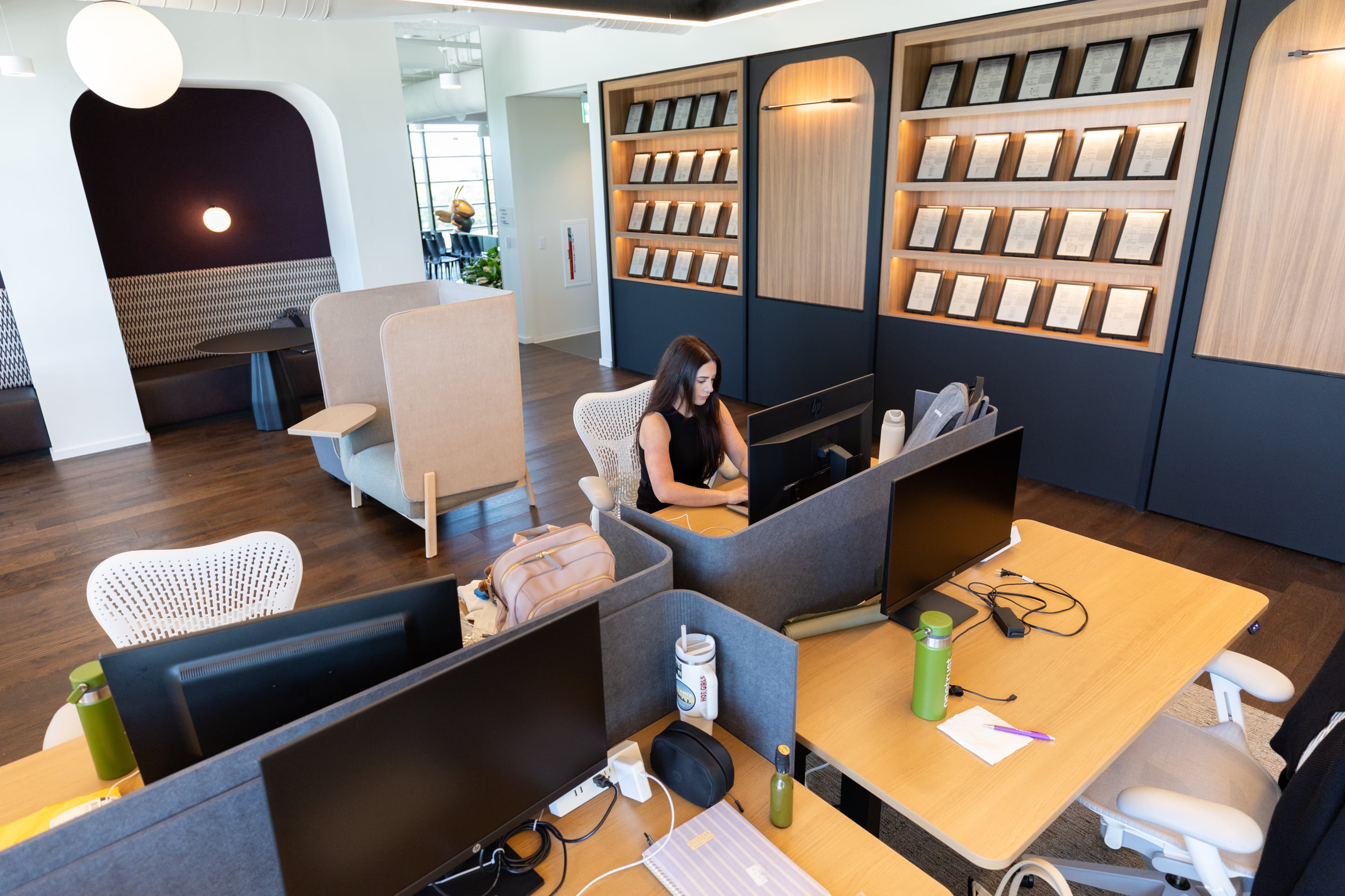 Valerie Speer, senior HR business partner for R&D at software firm OneTrust, works in the company’s new global headquarters in Atlanta on Thursday, May 22, 2025. (Arvin Temkar/AJC)