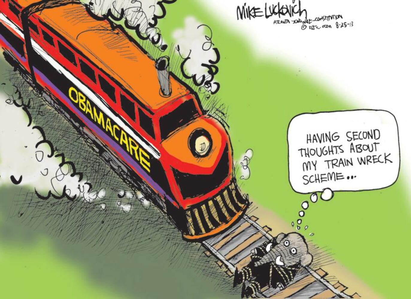 8/25 Luckovich cartoon: On the right track