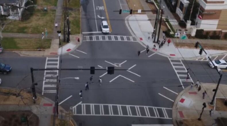Alpharetta plans to construct a scramble crosswalk at Milton Avenue and Canton Street/Roswell Street. (Courtesy City of Alpharetta)