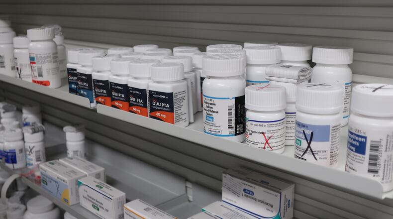 Bottles of medications sit on shelves at the Stormont Vail Retail Pharmacy in Topeka, Kan., Tuesday, June 2, 2026. (AP Photo/John Hanna)