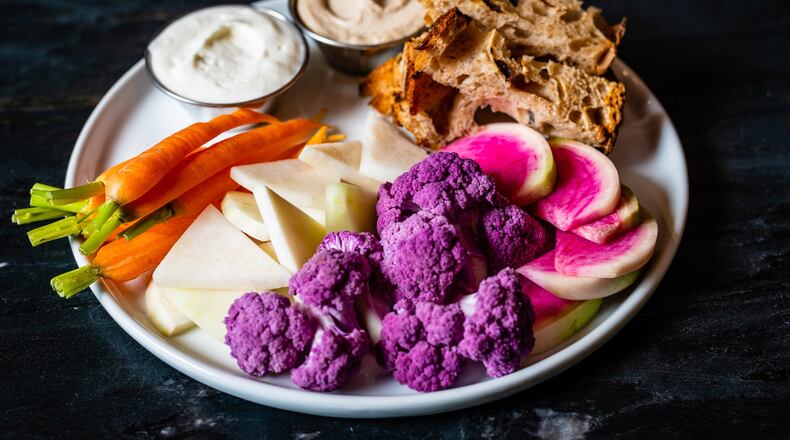 Tonnato and ricotta at Hazel Jane’s, shown with toast and crunchy seasonal crudités. CONTRIBUTED BY HENRI HOLLIS