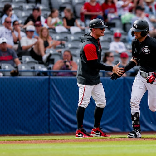 Georgia catcher and outfielder Jack Arcamone during Georgia's game against Arkansas in the SEC tournament at Hoover Metropolitan Stadium in Hoover, Alabama, on Sunday, May 24, 2026. (Conor Dillon/UGAAA)
