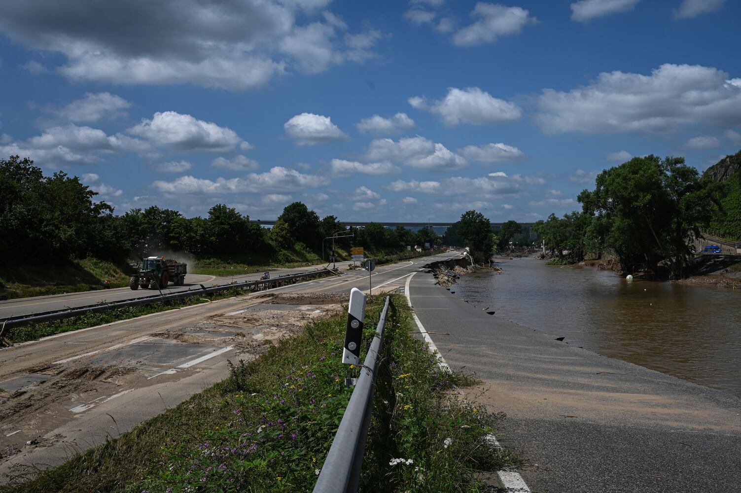 The collapsed Highway 61 heading toward Cologne, Germany, July 18, 2021. (Lena Mucha/The New York Times)