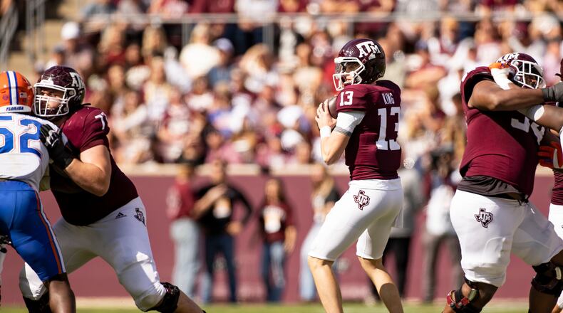 Haynes King played three years for Texas A&M (2020-22) before transferring to Georgia Tech prior to the 2023 spring semester. He played in 10 games, including a start against Florida Nov. 5, 2022 in College Station, Texas. (Brendall O'Banon/Texas A&M Athletics)