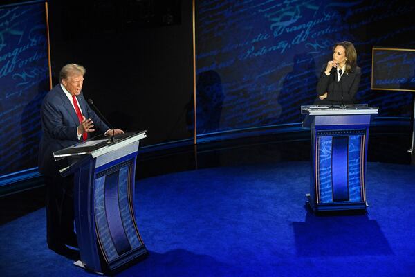 Vice President Kamala Harris and former President Donald Trump debate in Philadelphia during last year's presidential campaign. (Saul Loeb/AFP/Getty Images/TNS)