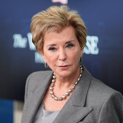 Education Secretary Linda McMahon speaks with reporters in the James Brady Press Briefing Room at the White House, Thursday, Nov. 20, 2025, in Washington. (AP Photo/Alex Brandon)