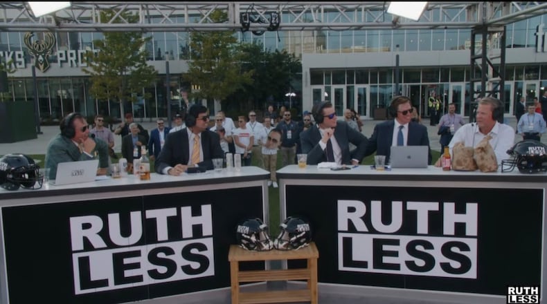Gov. Brian Kemp speaks to the Ruthless Podcast in Milwaukee on Aug. 23, 2023.