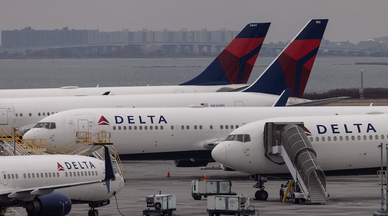 Delta Air Lines aircraft on the tarmac of John F. Kennedy International Airport in New York. (AFP/Getty Images/TNS 2021)
