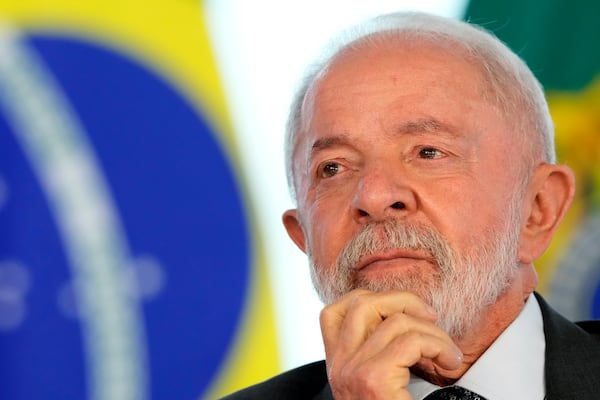 FILE - Brazil's President Luiz Inacio Lula da Silva attends a decree-signing ceremony marking Environment Day at the Planalto Palace in Brasilia, Brazil, June 3, 2025. (AP Photo/Eraldo Peres, File)