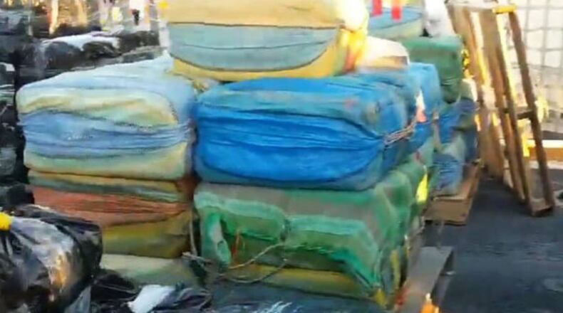 The Coast Guard offloaded 27,000 pounds of cocaine in Miami Beach, Florida.