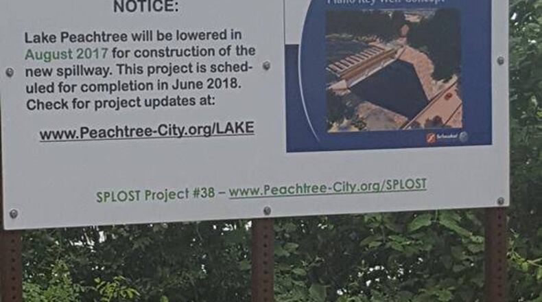 Construction of the new Lake Peachtree spillway will involve pouring 15 million pounds of concrete. Courtesy Peachtree City
