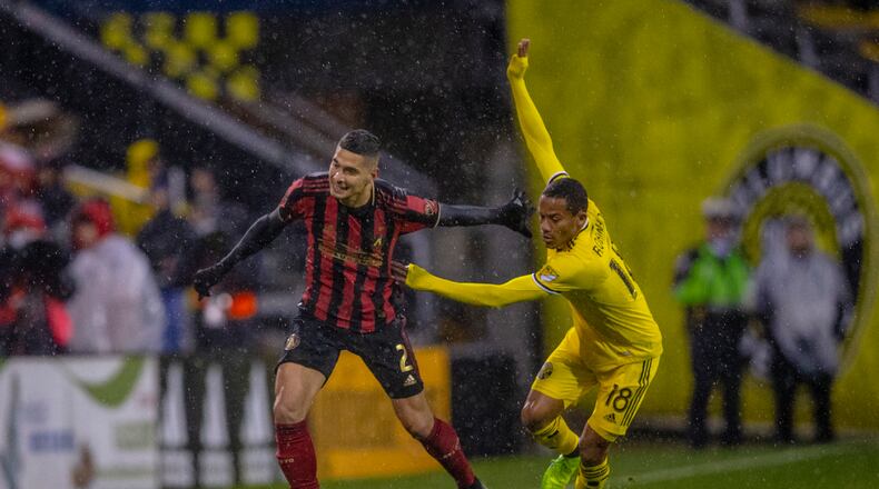 Atlanta United’s Franco Escobar (left) during Saturday’s game at Columbus.