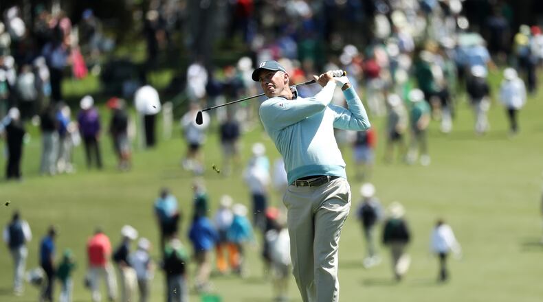 Matt Kuchar of the United States plays his second shot on the first hole during the first round of the 2018 Masters Tournament at Augusta National Golf Club on April 5, 2018 in Augusta, Georgia. (Photo by Patrick Smith/Getty Images)