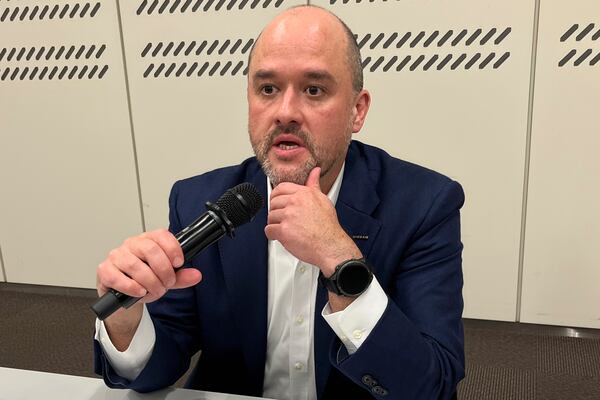 Ivan Espinosa, who will become the chief executive at Japanese automaker Nissan in April, speaks to reporters at the Nissan Technical Center in Atsugi, Japan, Wednesday, March 25, 2025. (AP Photo/Yuri Kageyama)