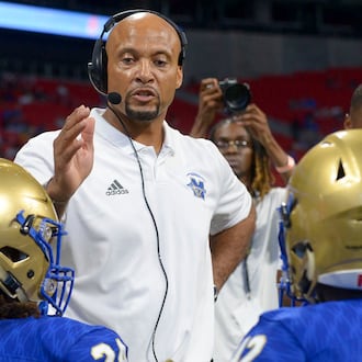 Former McEachern head coach Franklin Stephens, now in his third season at Burke County, will try again to beat Carver High School. (AJC 2019)