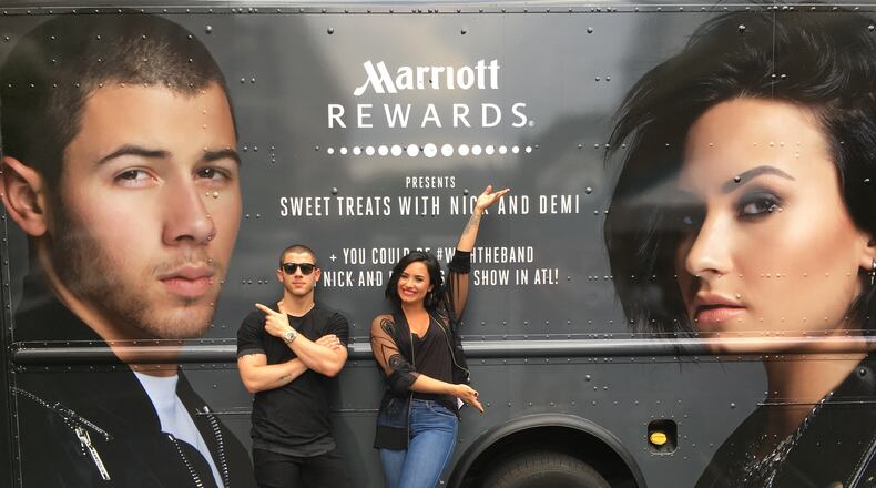 The dynamic duo stopped by Atlantic Station on Tuesday. Photo: Courtesy of Philly Mack and Marriott Rewards