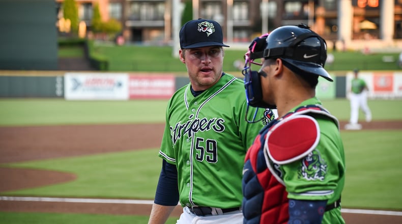 Pitcher Bryce Elder excelled with Triple-A Gwinnett Stripers in 2021, posting a 2.20 ERA with a 36:15 strikeout-to-walk ratio in six starts. (Patricia Ortiz/Gwinnett Stripers)