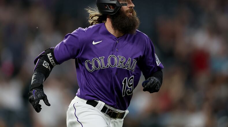 Charlie Blackmon (19) of the Colorado Rockies runs the baseline after hitting a three RBI home run against the San Diego Padres in the sixth inning at Coors Field on July 12, 2022, in Denver. (Matthew Stockman/Getty Images/TNS)