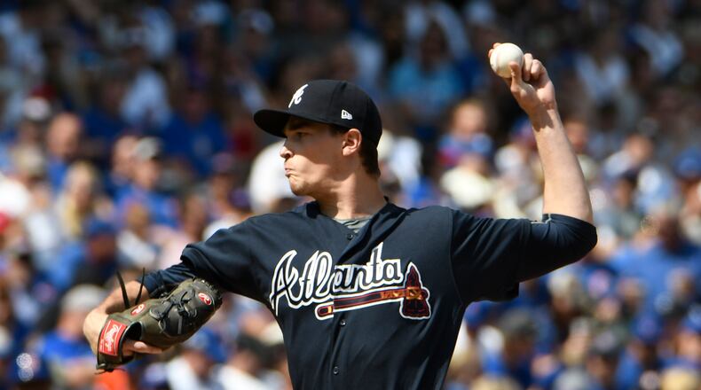 Max Fried of the Braves pitches against the Cubs during the first inning on September 3, 2017 at Wrigley Field in Chicago, Illinois. (Photo by David Banks/Getty Images)