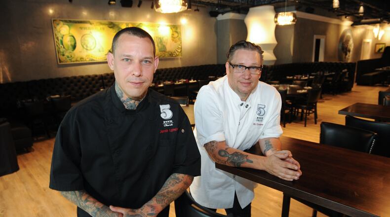 Executive Chefs Jamie Lynch (left) and R. J. Cooper at 5Church Atlanta. (BECKY STEIN PHOTOGRAPHY)