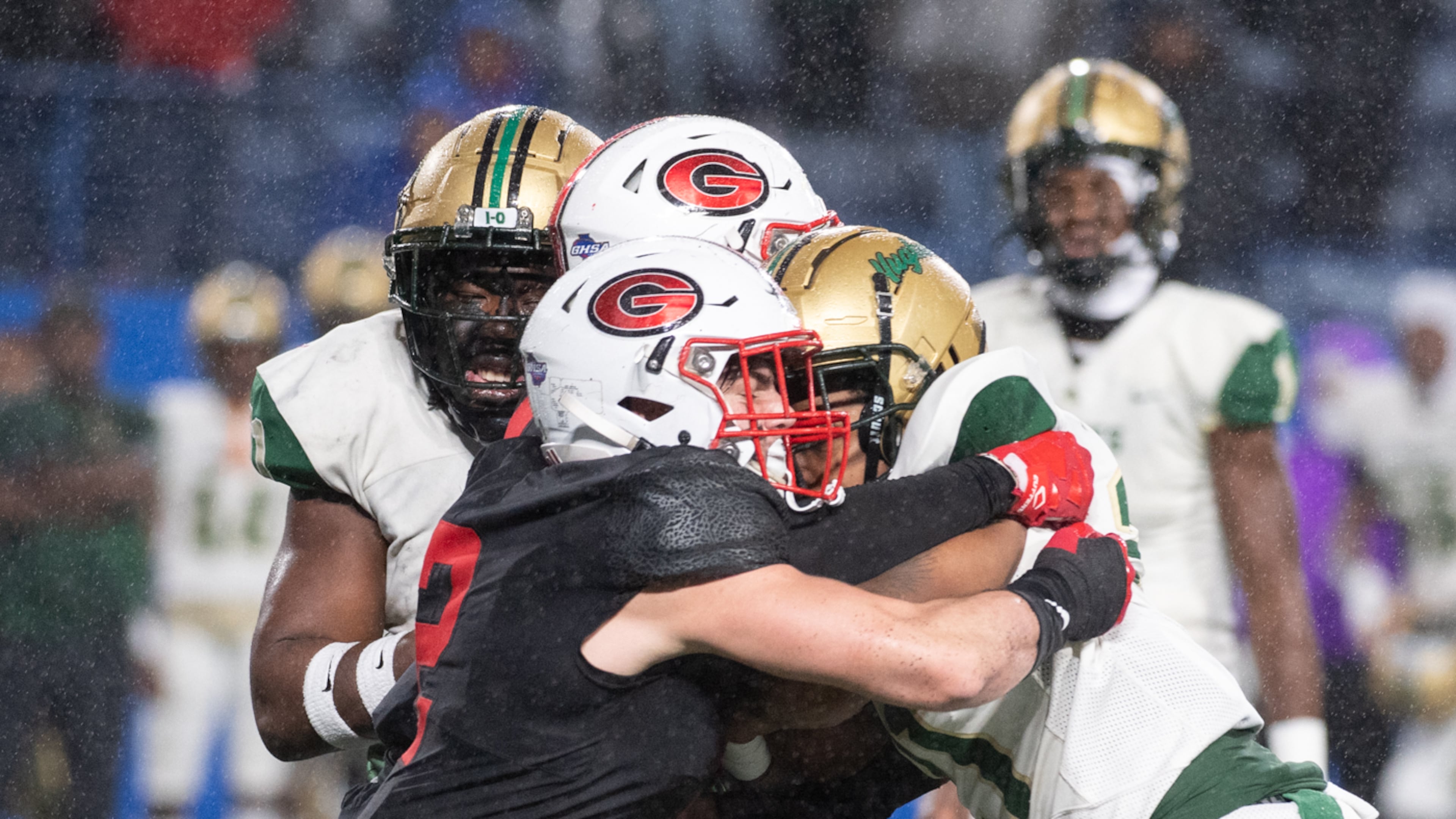 Gainesville and Langston Hughes met in the Class 6A championship game Friday, Dec. 9, 2022. (Jamie Spaar/For the AJC)