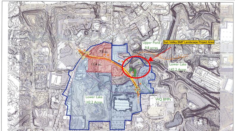 Roswell has approved a contract to complete the Sun Valley Landscape Project including final grading of the wetland berm, existing landscaping removed, and new landscaping installed. (Courtesy City of Roswell)