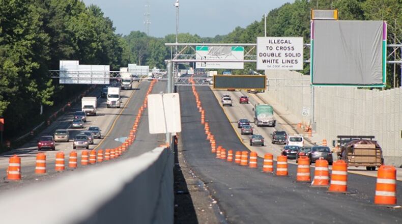 A third lane has opened in each direction of travel on I-85 between I-985 and Hamilton Mill Road. (Photo courtesy of Georgia Department of Transportation)