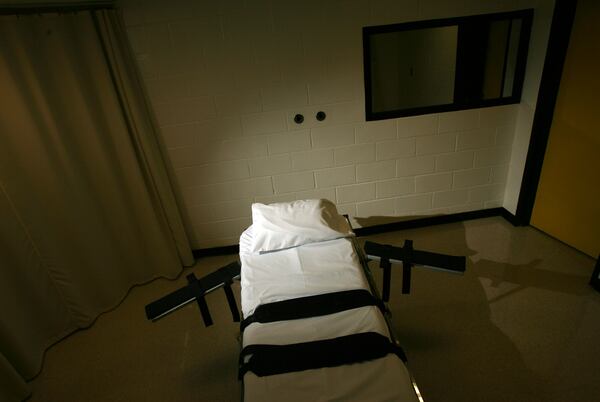 The gurney used for lethal injections sits in a small cinder block building at the Georgia Diagnostic and Classification State Prison in Jackson. (Ben Gray for the AJC 2007) 