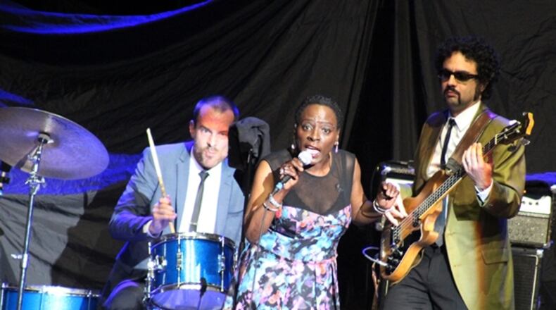 Sharon Jones gets in the groove. Photo: Melissa Ruggieri/AJC