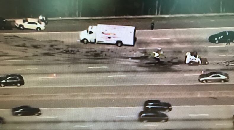 A crash involving multiple vehicles closed lanes on I-75 at I-575. (Credit: Channel 2 Action News)