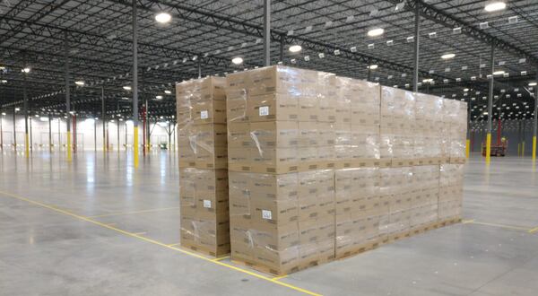 The interior of a Fairburn warehouse leased to Post Consumer Brands, the maker of several cereal and dog food brands. (Courtesy of Post Consumer Brands)
