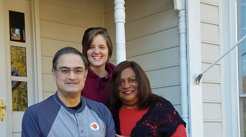 First time Georgia voter, Carlos Lanzas (52), shown with Diane Lynch (right), mentor and host home provider, Georgia MENTOR and Joanne Chapman, Direct Support Professional, Georgia MENTOR.