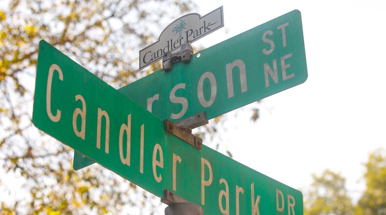 Cross streets in the historic Candler Park neighborhood of Atlanta.