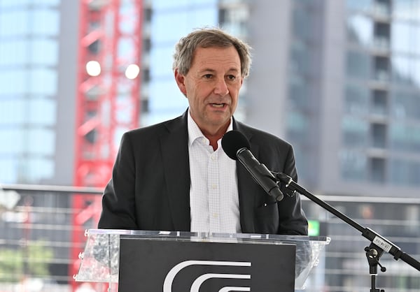 William Pate, President and CEO of Atlanta Convention & Visitors Bureau, speaks at a 2025 press conference. (Hyosub Shin/AJC 2025)