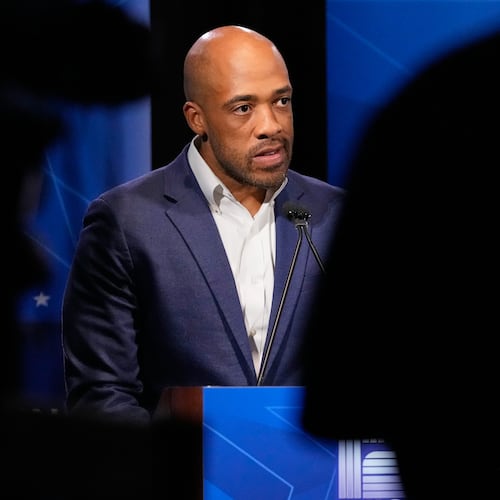 Democratic gubernatorial candidate Mandela Barnes talks during a primary debate in Milwaukee, Tuesday, July 28, 2026. (AP Photo/Nam Y. Huh)