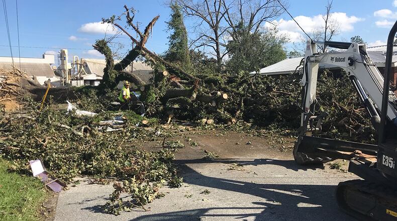 Crews from the Georgia Forestry Commission help with cleanup after Hurricane Michael struck South Georgia in October.