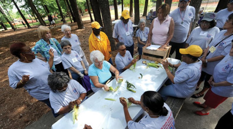 Cobb residents from age 55 to 93 took part in the day's activities which included horse shoes, hog calling, apple peeling, bocce ball, checkers and lunch.