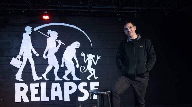 Bob Wood, the owner of the Relapse Theater in Atlanta, stands on the theater’s stage Thursday, November 9, 2017. STEVE SCHAEFER / SPECIAL TO THE AJC