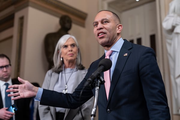 House Minority Leader Hakeem Jeffries spoke to reporters at the Capitol on Thursday after the House passed legislation that extends expired health care subsidies for those who get coverage through the Affordable Care Act. (J. Scott Applewhite/AP)