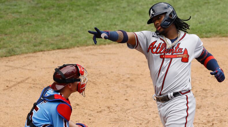 Braves slugger Ronald Acuna Jr. was heating up before a wrist injury sidelined him. (AP Photo/Matt Slocum)