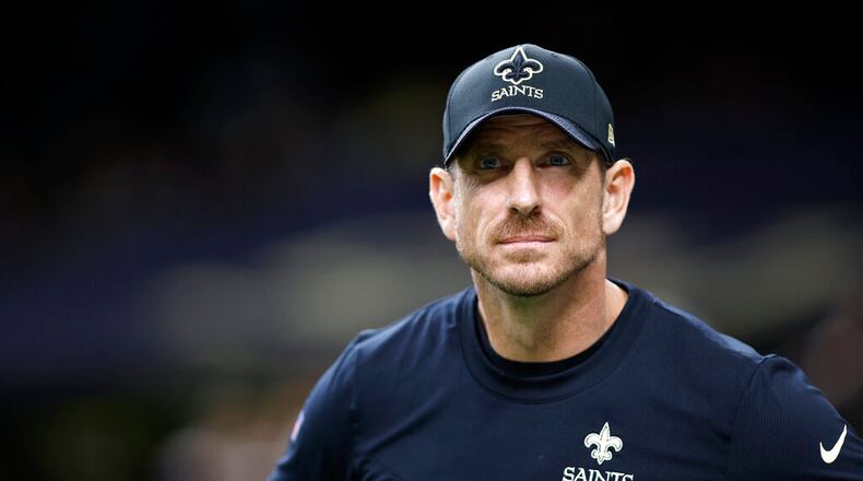 New Orleans Saints co-defensive coordinator Ryan Nielsen is seen before an NFL preseason football game against the Los Angeles Chargers, Friday, Aug. 26, 2022, in New Orleans. (AP Photo/Tyler Kaufman)