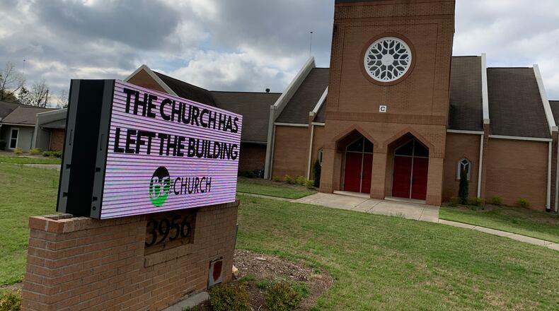 The sign outside Due West United Methodist Church in Cobb County. Jim Galloway,jgalloway@ajc.com