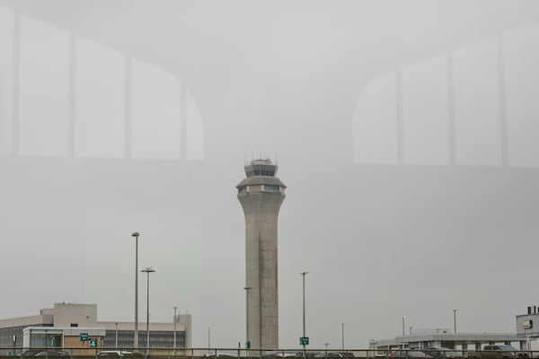 A control tower is seen at Newark Liberty International Airport in Newark, N.J., Monday, May 5, 2025. (AP Photo/Seth Wenig)