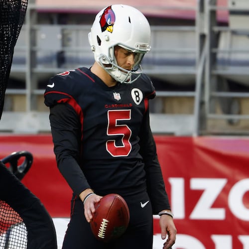 Arizona Cardinals kicker Zane Gonzalez on the sidelines during action against the Los Angeles Rams at State Farm Stadium on December 6, 2020, in Glendale, Ariz. (Christian Petersen/Getty Images/TNS)