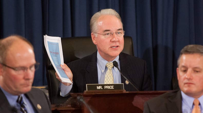Rep. Tom Price, R-Ga., on Capitol Hill in 2015. Allison Shelley/Getty Images Rep. Tom Price, R-Roswell, at a House Budget Committee hearing in 2015. Allison Shelley/Getty Images
