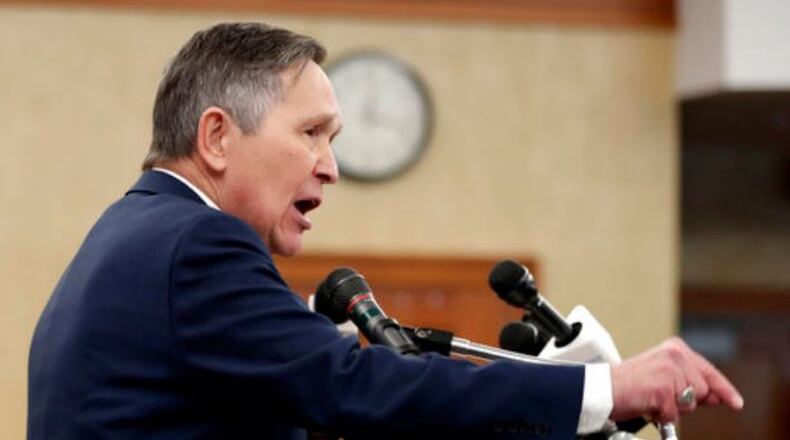 Former U.S. Rep. Dennis Kucinich speaks during a news conference announcing his run for Ohio governor, on Jan. 17, 2018, in Middleburg Heights, Ohio. (AP)