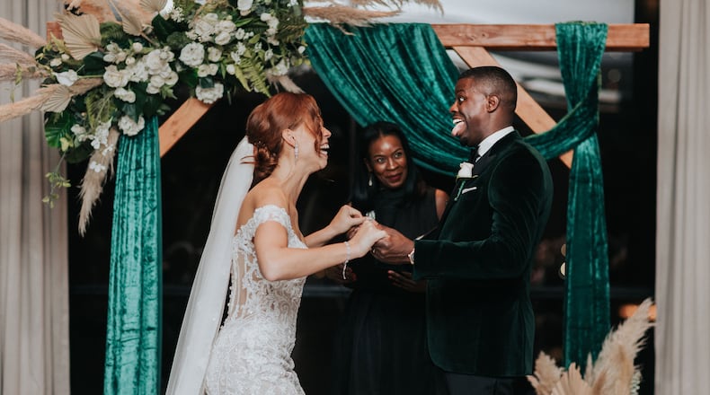 After stressful COVID wedding planning, Madelynne Ross and Brian Boykin finally relax at their wedding.
Courtesy of Madelynne Ross.