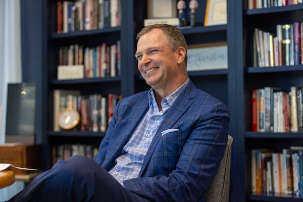 Jeff Call, CEO of Bennett Thrasher, says the firm’s culture still means “taking care of our clients, but taking care of our families.” He had been working 80-100 hours a week at Arthur Andersen, and was attracted by the flexibility of working at Bennett Thrasher. (Arvin Temkar/AJC)