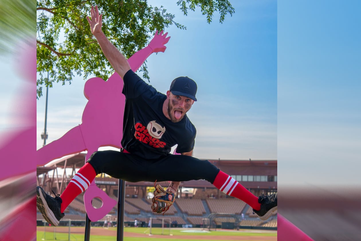 Boom Ball brings a fast, rule-bending version of baseball to Gwinnett Field on Saturday, April 18. Pictured is Chaos Crew player Richie Kiernicki. (Photo courtesy of Boom Ball)